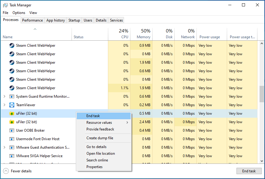 Click End task.