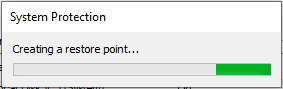 Your restore point is being created.