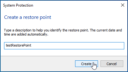 Name your restore point and click Create.