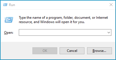 Press the Windows logo key + R to open the Run dialog box.