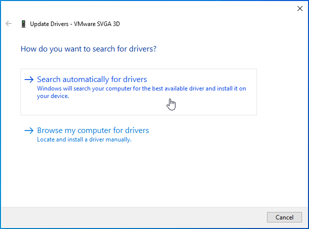 Click “Search automatically for drivers”.