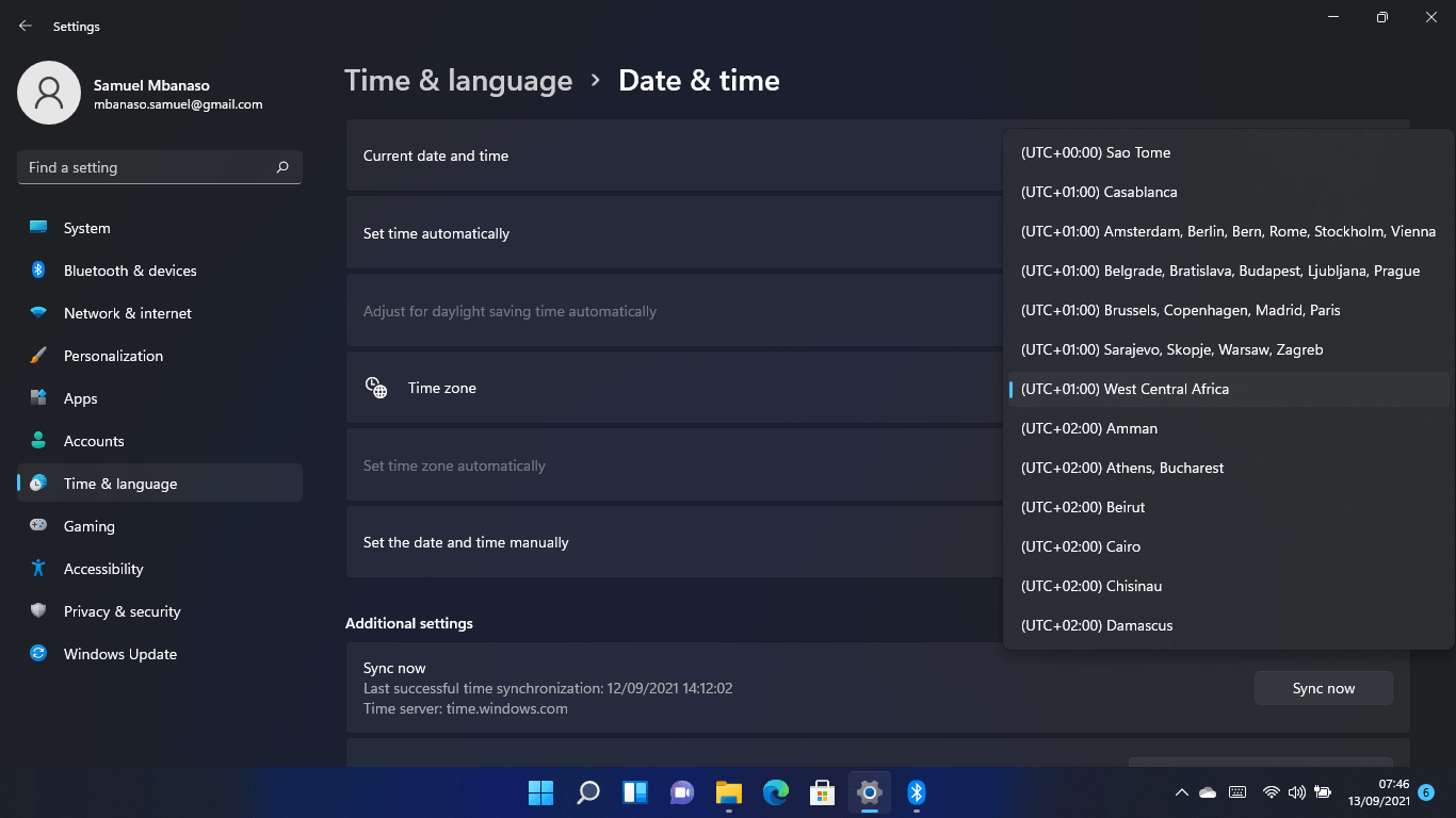 Go to the Time Zone drop-down menu to select your time zone