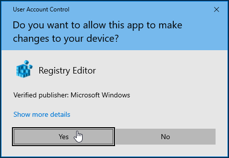 Choose Yes in the UAC (User Account Control) window.