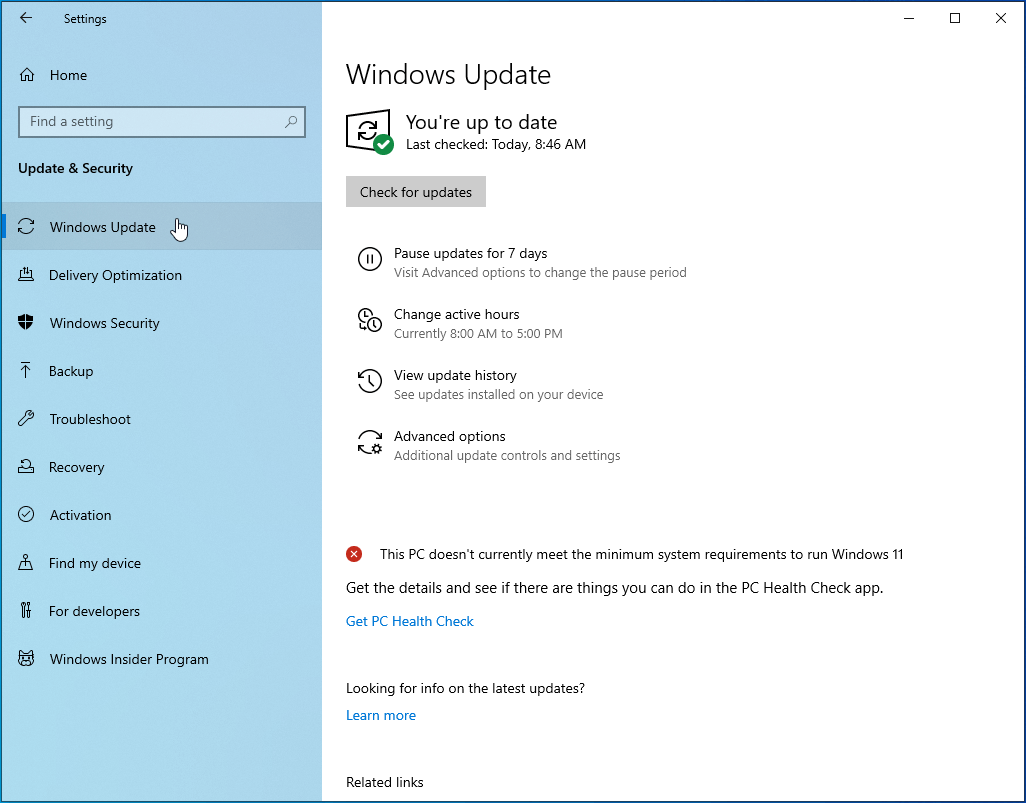 Click Windows Update.