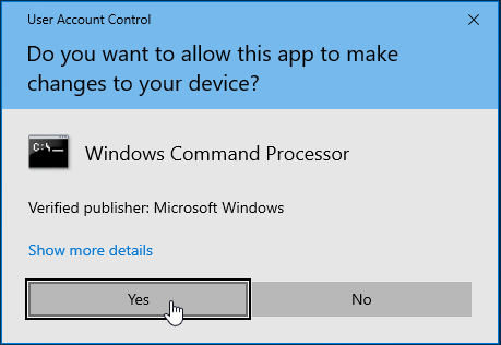 Click “Yes” in the UAC window.