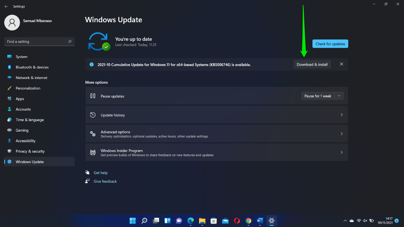 Install available updates and allow your PC to restart if prompted