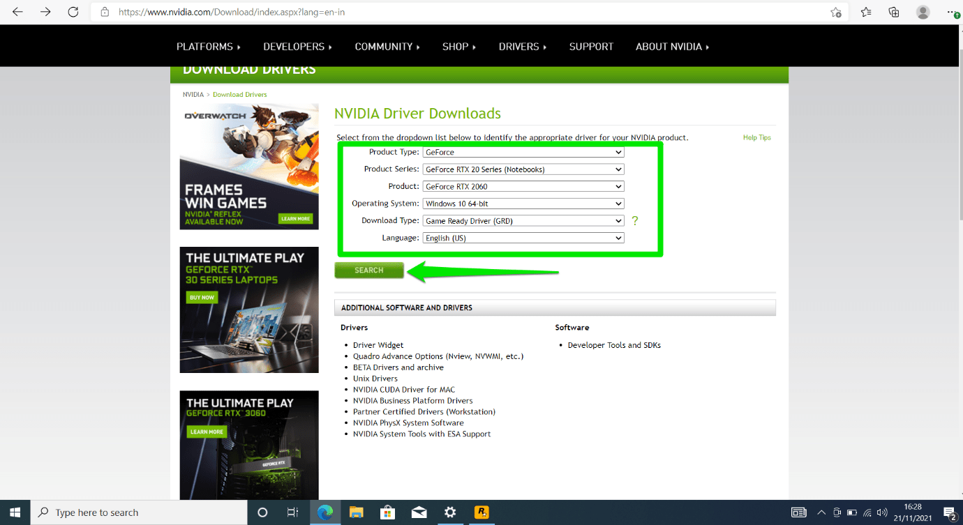 If you use an NVIDIA card, follow the instructions to update your driver manually