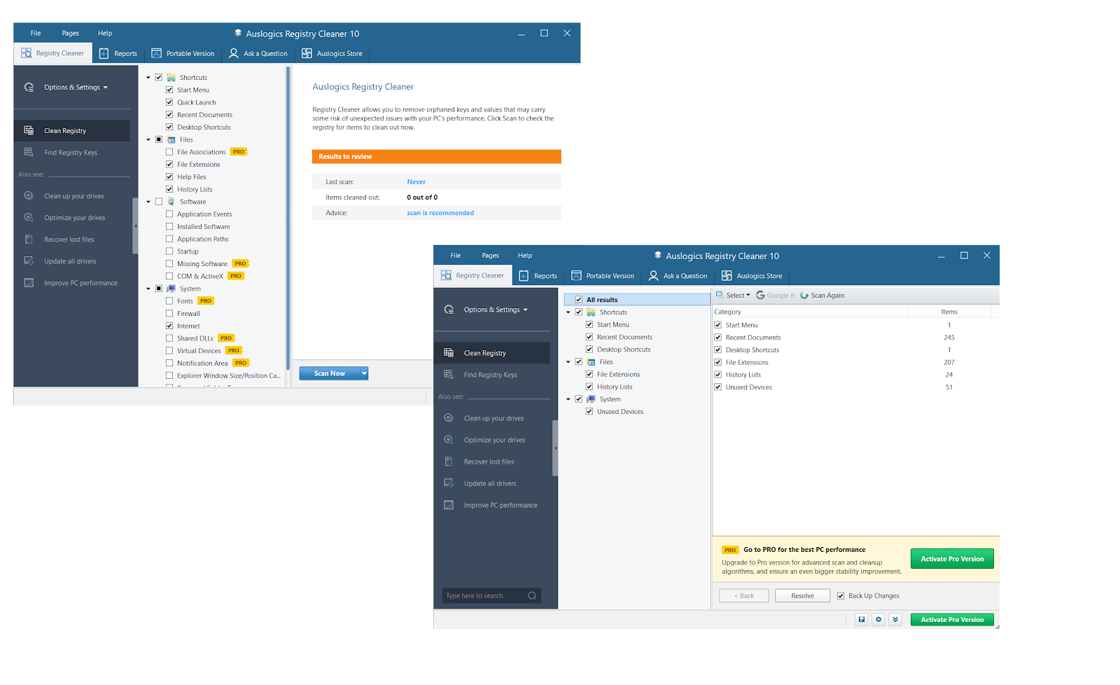 Auslogics Registry Cleaner to repair, clean, and optimize your registry.