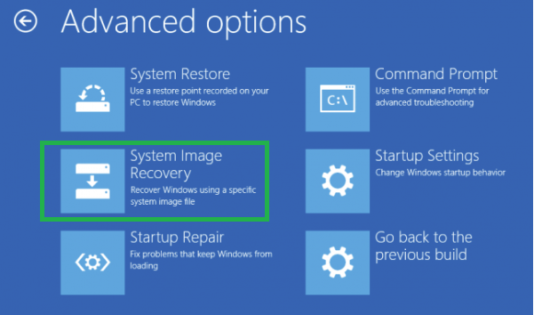 Select System Image Recovery