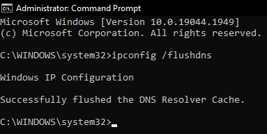 Use Command Prompt to delete the DNS cache