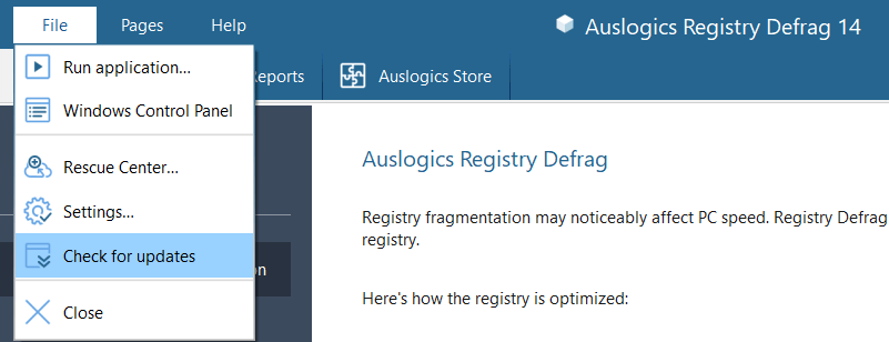 Auslogics Registyr Defrag 14