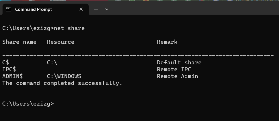 Command Prompt NET SHARE