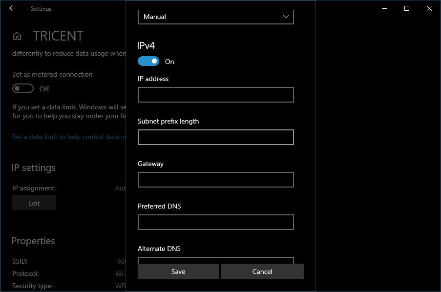 changing DNS settings on Windows