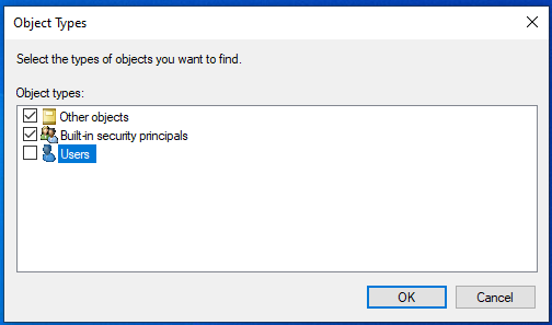 object types windows 10