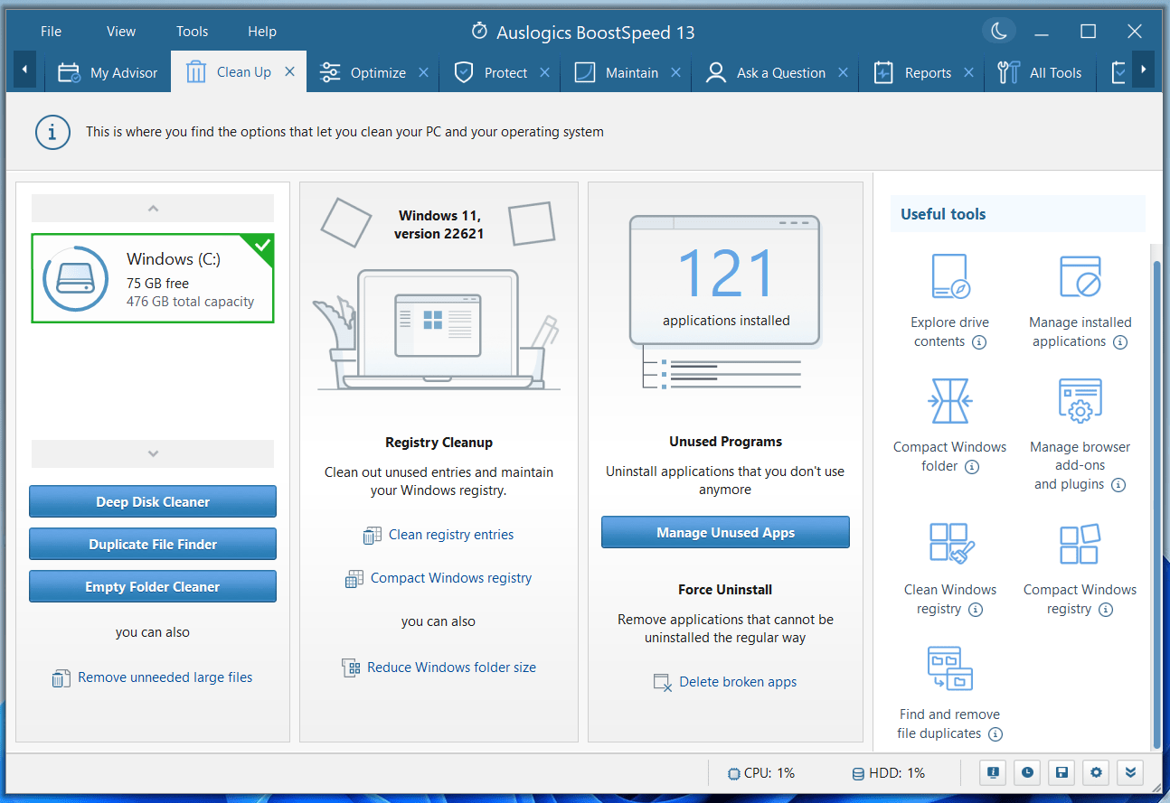 Clean up your PC with Auslogics BoostSpeed