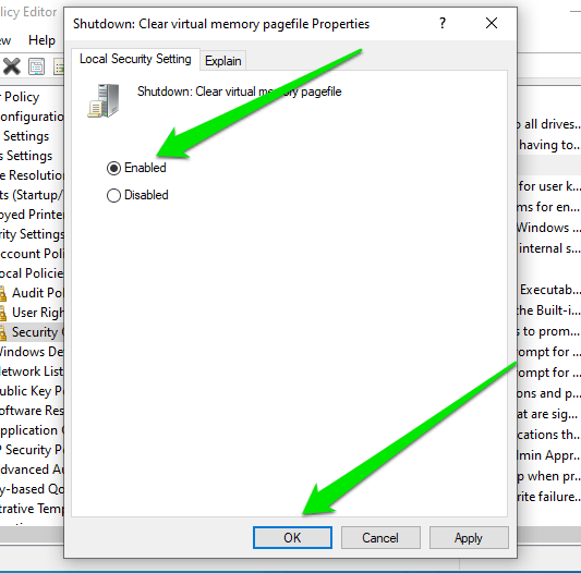 Clear virtual memory pagefile