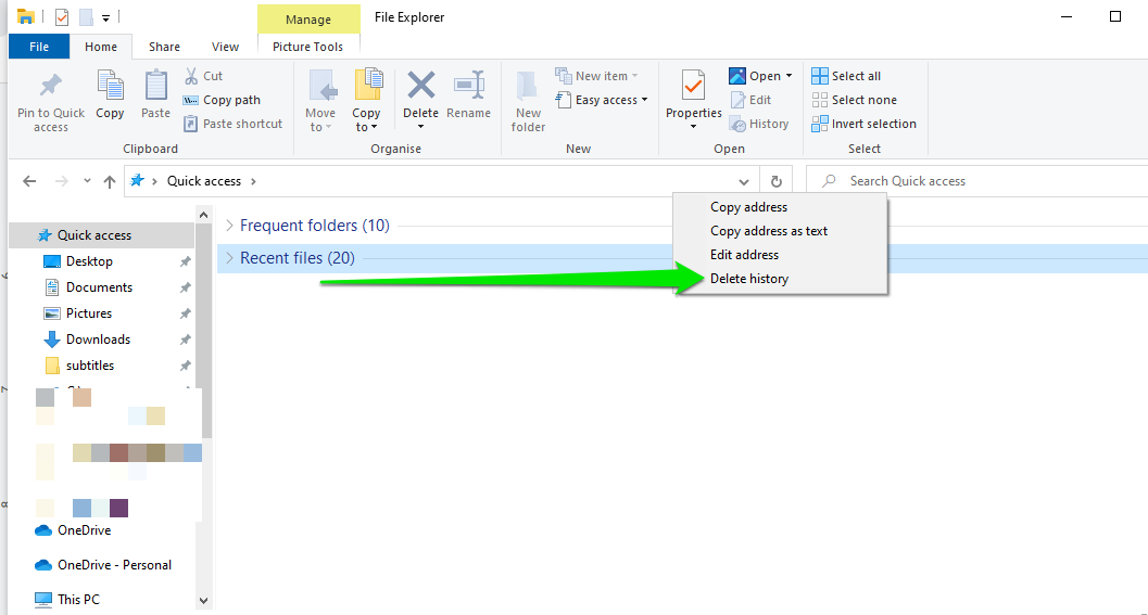 File Explorer Delete History