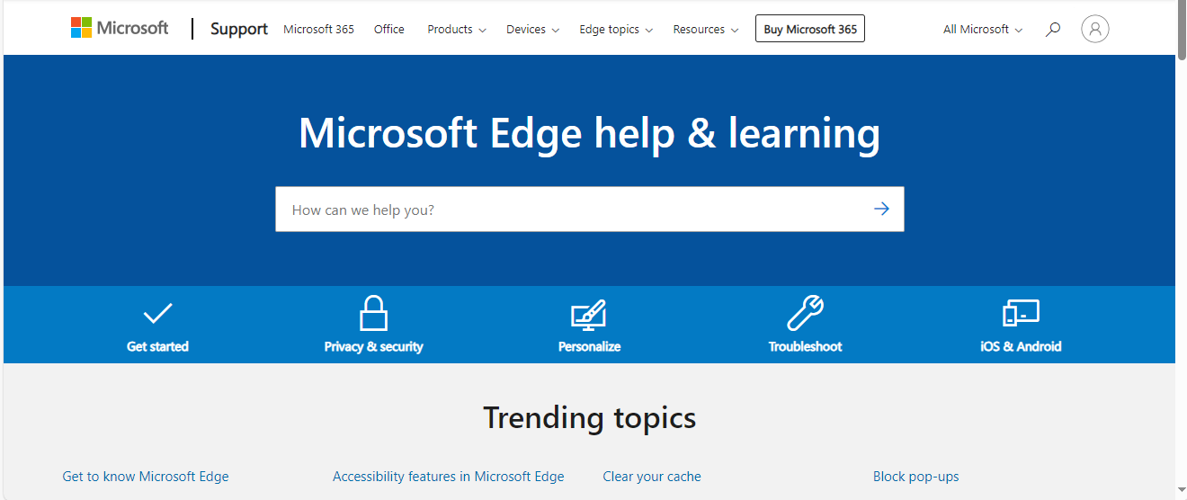 Microsoft Edge Help and Learning