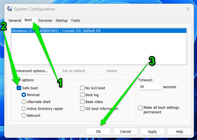 how to safe boot windows 10