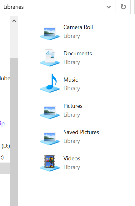 Windows 10 Libraries Camera Roll