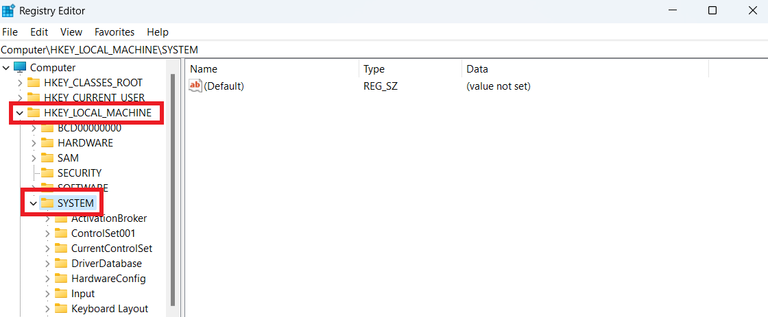 registry editor system