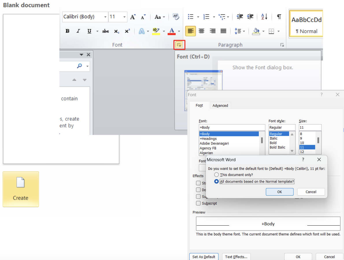 Microsoft Word all documents based on the normal template