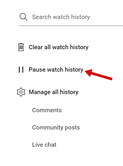 How to erase youtube search online history